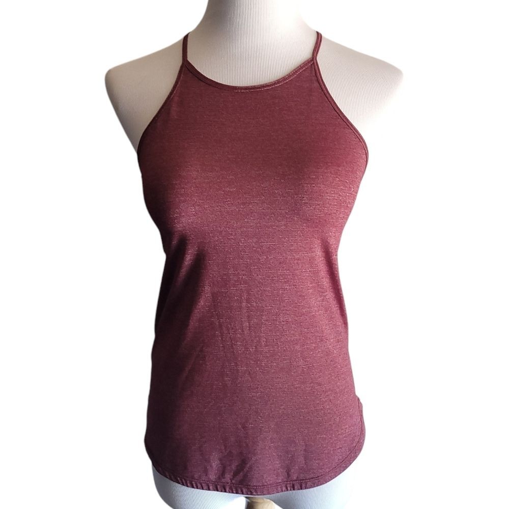 Lululemon Halter Spaghetti Strap Y Peek A Boo Tank In Maroon